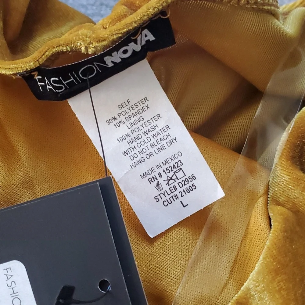 Velvet Mini Dress Mustard - Picture 5 of 6